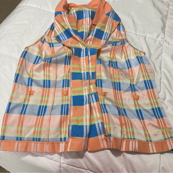 Vintage Sweet Suit Plaid Notched Collar Sleeveless Blazer | Sherbet Colors - Picture 10 of 10